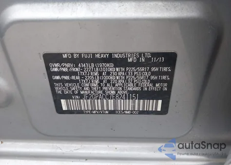 2014 Subaru Xv Crosstrek 2.0I Premium из США, поврежденный, VIN JF2GPACC7E8241151